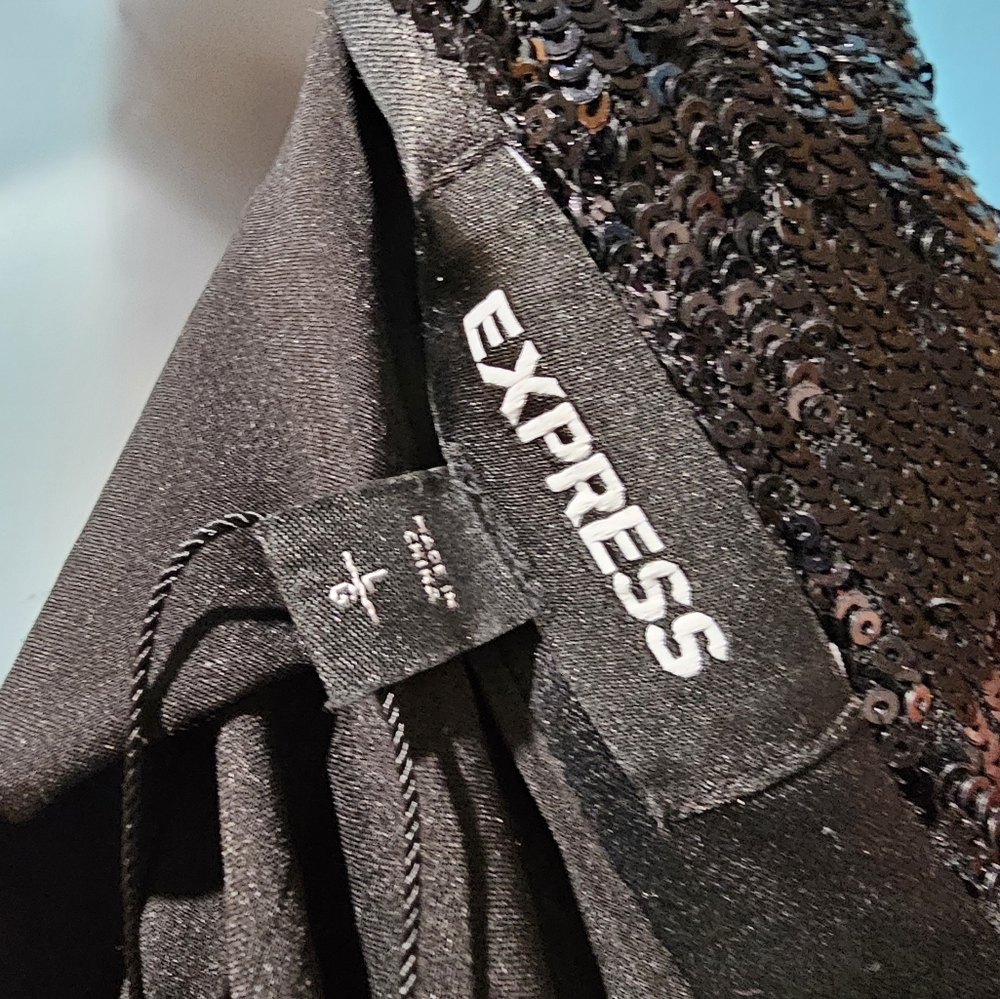 Express Sparkly Sequin Tuxedo Jacket - image 4